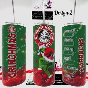 Christmas Grinch 20 ounce tumbler with straw and giftbox